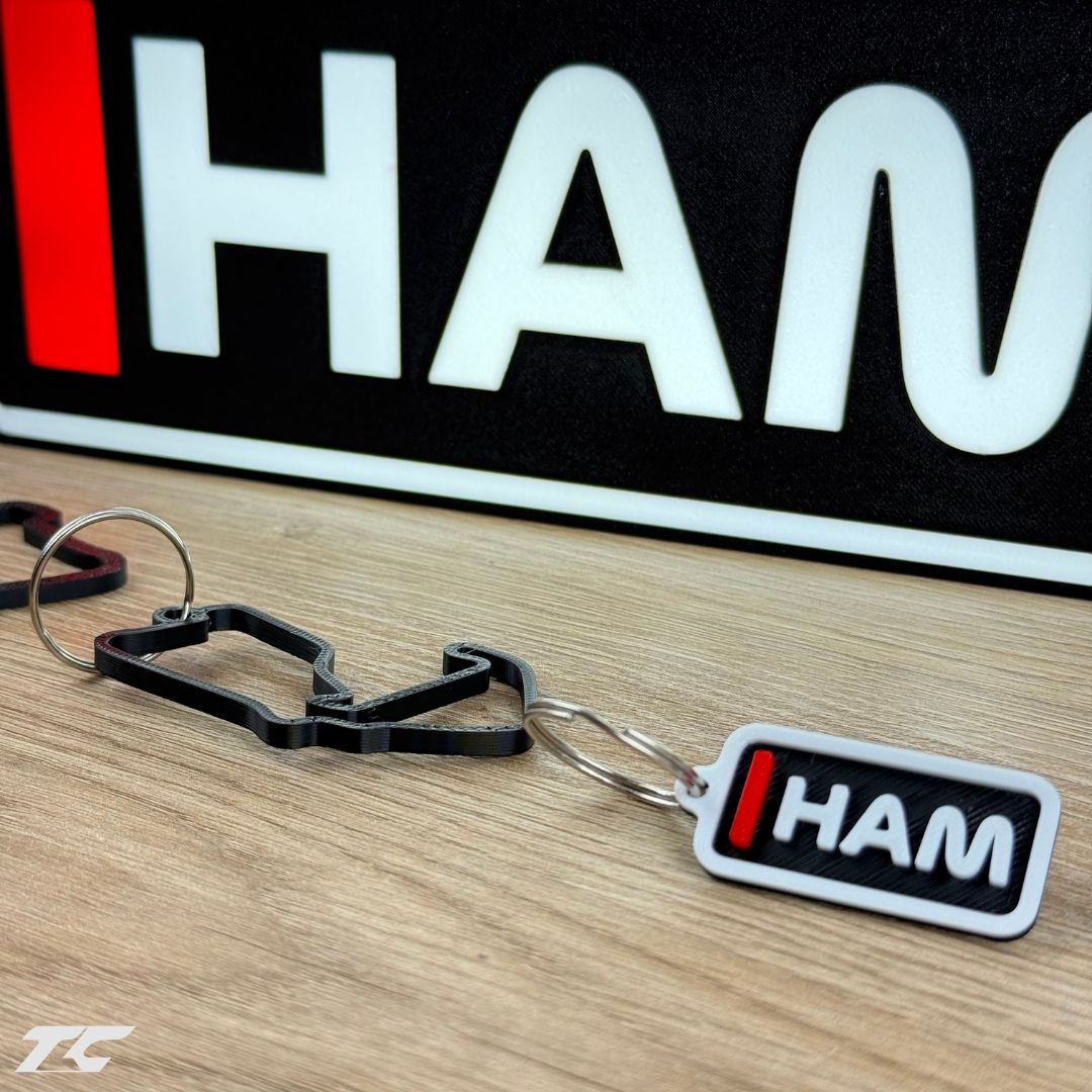 Lewis Hamilton F1 Bundle – Silverstone Circuit Keychain, LED Lamp, Wall Art & Magnet – Formula 1 Gifts for Fans