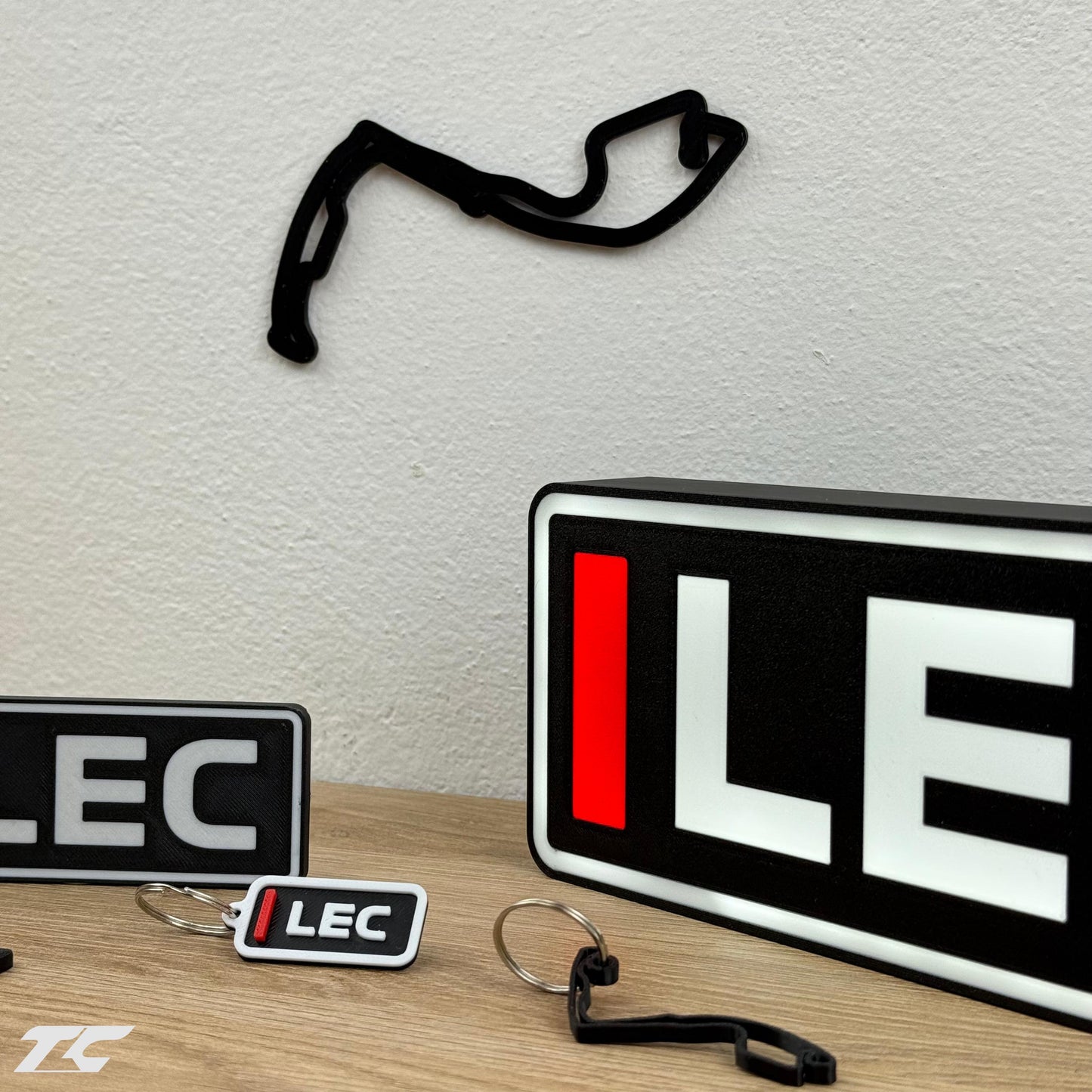 Charles Leclerc F1 Bundle – Monaco Circuit Keychain, LED Lamp, Wall Art & Magnet – Formula 1 Gifts for Fans