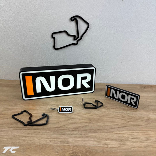 Lando Norris F1 Bundle – Silverstone Circuit Keychain, LED Lamp, Wall Art & Magnet – Formula 1 Gifts for Fans