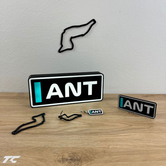 Kimi Antonelli F1 Bundle – Imola Circuit Keychain, LED Lamp, Wall Art & Magnet – Formula 1 Gifts for Fans