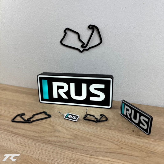 George Russell F1 Bundle – Silverstone Circuit Keychain, LED Lamp, Wall Art & Magnet – Formula 1 Gifts for Fans