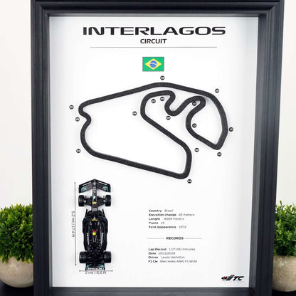 F1 Frame with Car and 3D Track | F1 Wall Art | 40x30cm | Corners Numbers.2