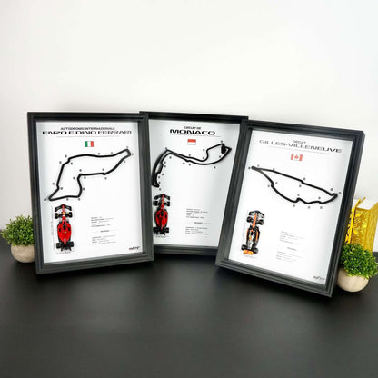 F1 Frame with Car and 3D Track | F1 Wall Art | 40x30cm | Corners Numbers