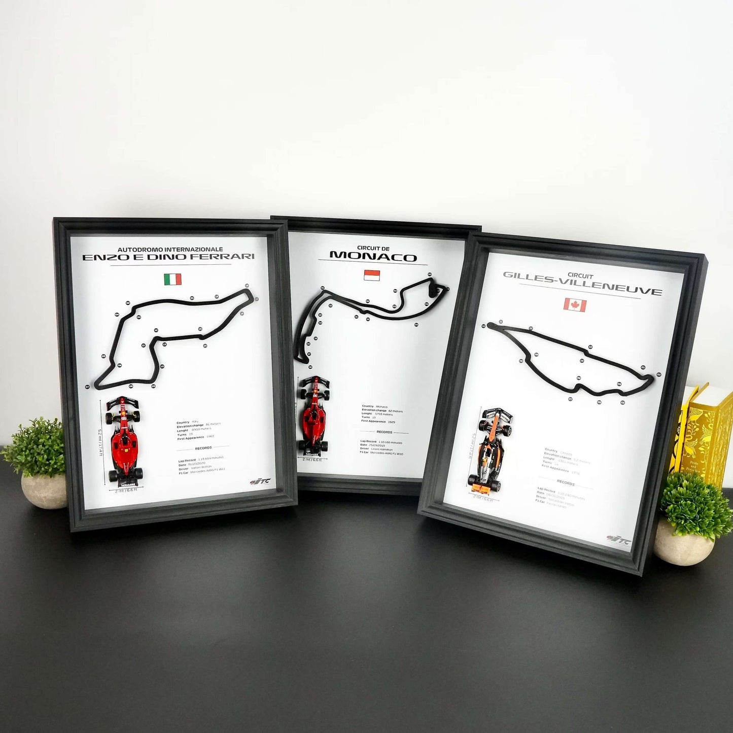 F1 Frame with Car and 3D Track | F1 Wall Art | 40x30cm | Corners Numbers.2