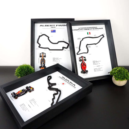 F1 Frame with Car and 3D Track | F1 Wall Art | 40x30cm | Corners Names