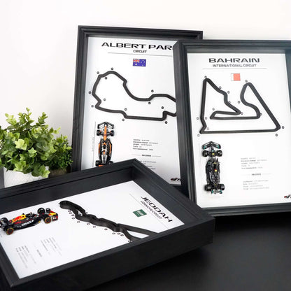 F1 Frame with Car and 3D Track | F1 Wall Art | 40x30cm | Corners Numbers