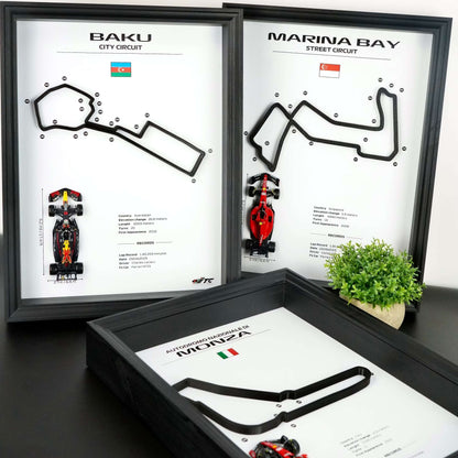 F1 Frame with Car and 3D Track | F1 Wall Art | 40x30cm | Corners Numbers.2