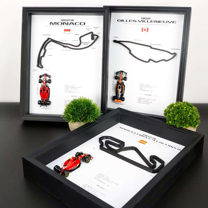 F1 Frame with Car and 3D Track | F1 Wall Art | 40x30cm | Corners Names