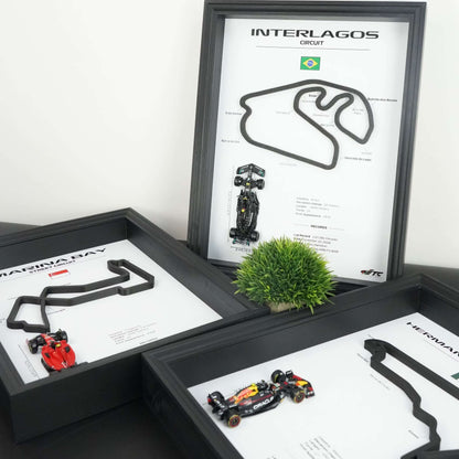 F1 Frame with Car and 3D Track | F1 Wall Art | 40x30cm | Corners Names