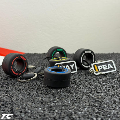 F1 The Movie Keychain + Tyre – Driver Tag with Compound Choice | Sonny Hayes or Joshua Pearce